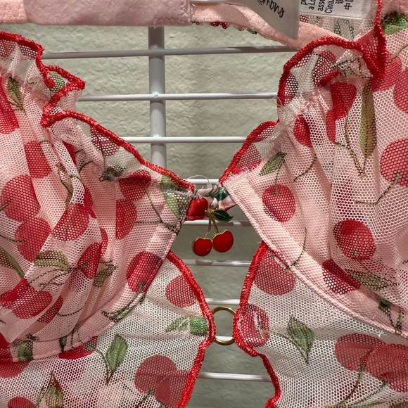 For Love And Lemons Pink Cherry Crop Top - Picture 2 of 5